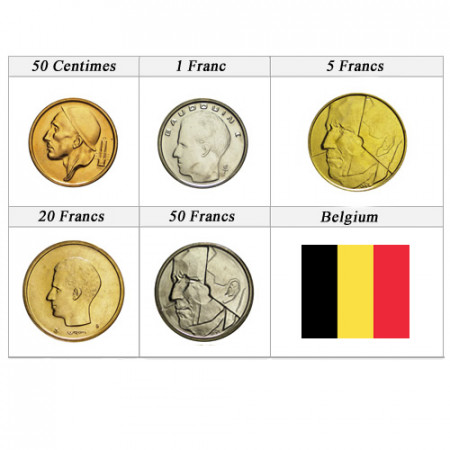 Años Mixto * Serie 5 Monedas Bélgica "Francs" UNC