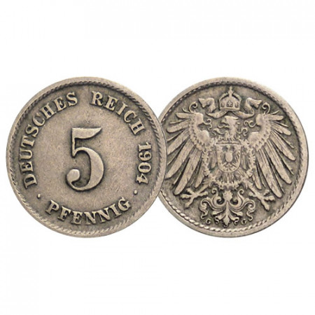 1904 G * 5 Pfennig ALEMANIA "Segundo Reich - Águila Imperial" (KM 11) MBC