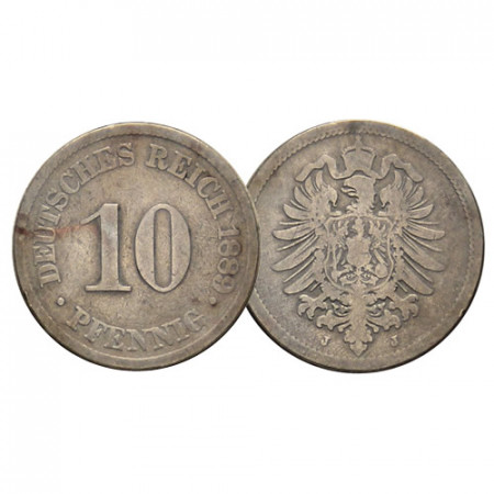 1873-89 * 10 Pfennig ALEMANIA "Segundo Reich - Águila Imperial" (KM 4) BC/MBC