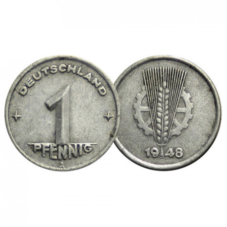 1948 A * 1 Pfennig ALEMANIA DDR República Democrática "Hammer and Compass" (KM 1) MBC