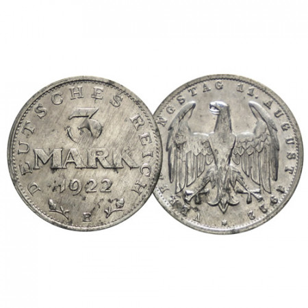 1922 E * 3 Mark Alemania "República de Weimar - 3 Aniversario" (KM 29) MBC