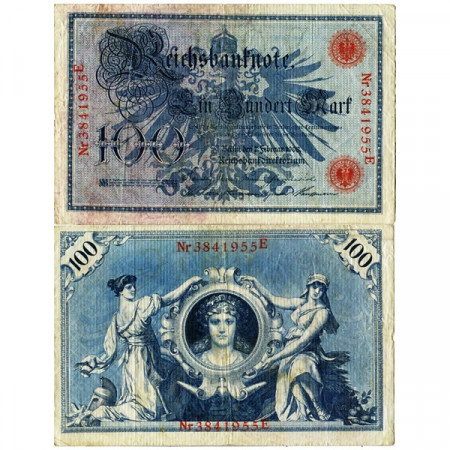 1908 * Billete Alemania Imperio 100 Mark "Deutsches Reich - Eagle" (p33a) cMBC