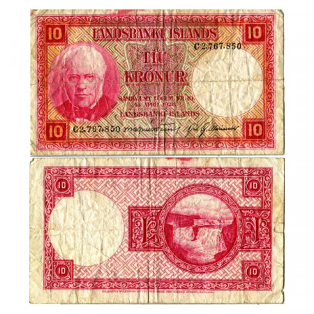 L.1928 * Billete Islandia 10 Kronur "Jón Sigurðsson" (p33) BC