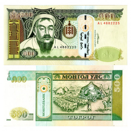 2000 * Billete Mongolia 500 Tugrik "Chinggis Khaan" (p65a) SC