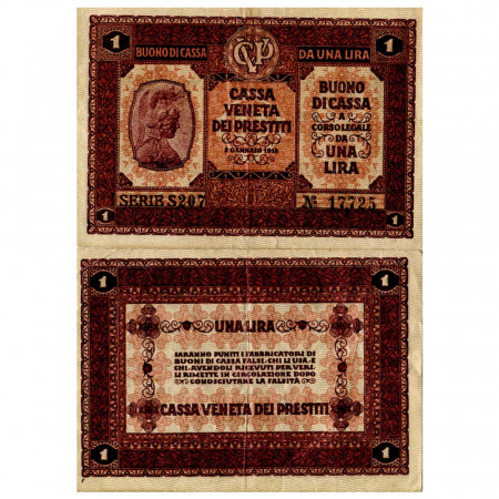 1918 * Billete Italia 1 Lira "Buono di Cassa Veneta - Ocupación Austro-Alemán" (pM4) MBC