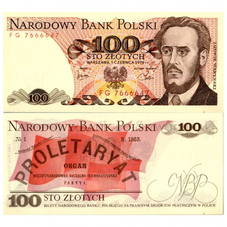 1979 * Billete Polonia 100 Zlotych "Ludwik Warynski" (p143c) SC