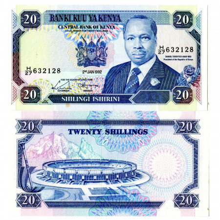 1992 * Billete Kenia 20 Shillings "President Arap Moi" (p25e) SC