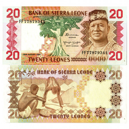 1984 * Billete Sierra Leona 20 Leones "President Siaka Stevens" (p14b) SC
