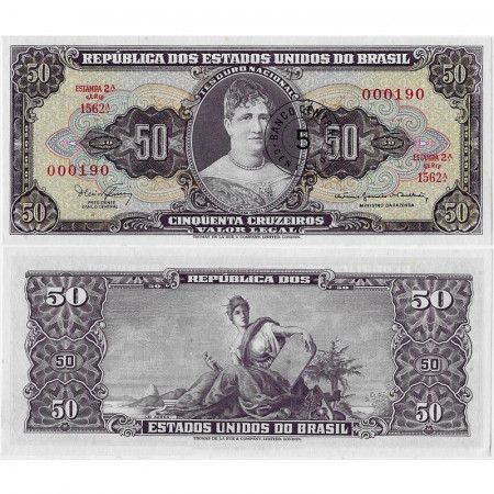 ND (1966-67) * Billete Brasil 5 Centavos on 50 Cruzeiros "Banco Central - Princesa Isabel" (p184b) SC