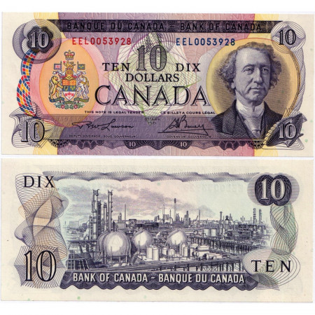 1971 * Billete Canadá 10 Dollars "Sir John A MacDonald - Oil Refinery" (p88c) SC