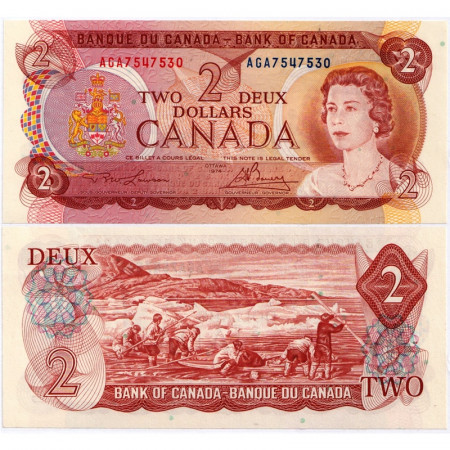 1974 * Billete Canadá 2 Dollars "Elizabeth II - Inuits" (p86a) SC