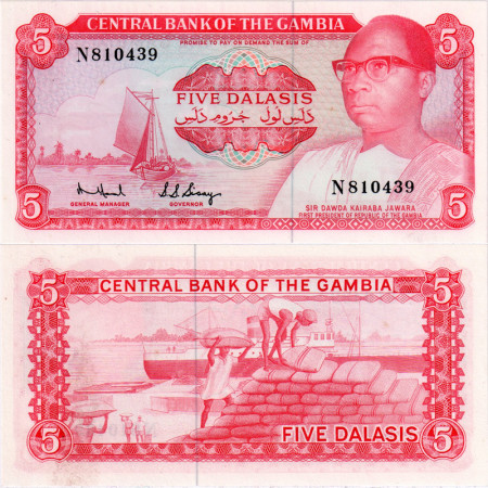 ND (1972-86) * Billete Gambia 5 Dalasis "President Sir D K Jawara" (p5c) SC