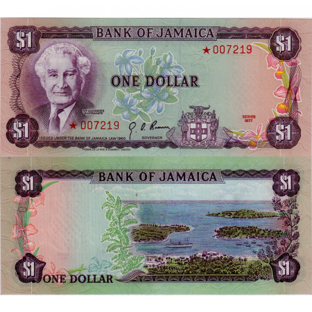 1977 * Billete Jamaica 1 Dollar "Sir A Bustamante - SPECIMEN" (p59s CS2) SC