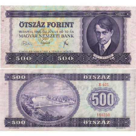 1969 * Billete Hungría 500 Forint "Endre Ady" (p172a) cSC