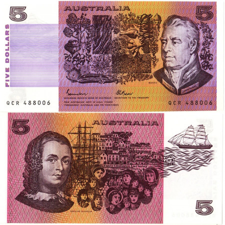 ND (1974-91) * Billete Australia 5 Dollars "Sir Joseph Banks" (p44e) SC