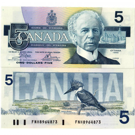 1986 * Billete Canadá 5 Dollars "Sir Wilfrid Laurier" (p95a2) SC