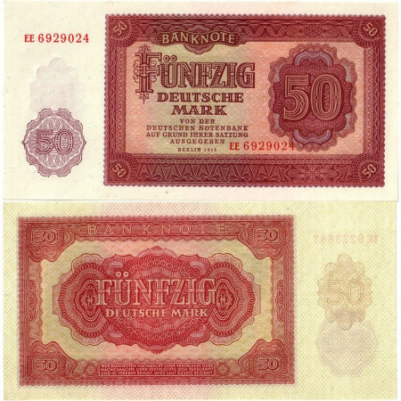 1955 * Billete Alemania DDR República Democrática 50 Mark "Notenbank" (p20a) SC