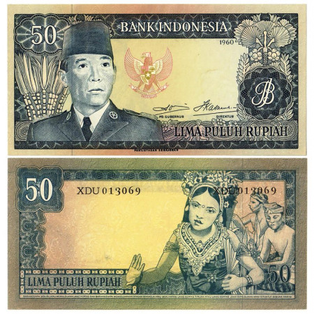 1960 * Billete Indonesia 50 Rupiah "Achmed Sukarno" (p85b) SC