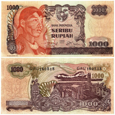 1968 * Billete Indonesia 1000 Rupiah "General Sudirman" (p110a) SC