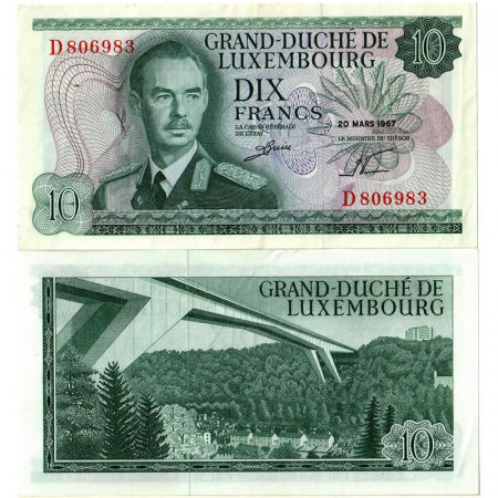 1967 * Billete 10 Francos Luxemburgo "Grand Duke Jean" (p53) EBC+
