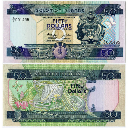 ND (1986) * Billete Isla Salomòn 50 Dollars "Arms - Geckos" (p17a) SC