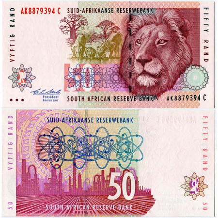 ND (1992) * Billete Sudáfrica 50 Rand "Lions - Atomic Symbols" (p125b) SC