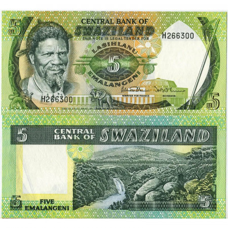 ND (1984) * Billete Suazilandia 5 Emalangeni "King Sobhuza II" (p9b) SC