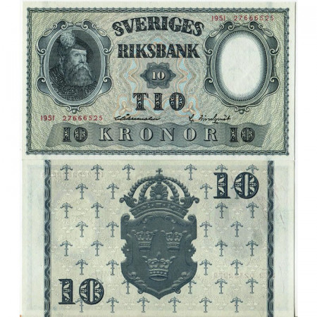 1951 * Billete Suecia 10 Kronor "King Gustav Vasa" (p40l) SC