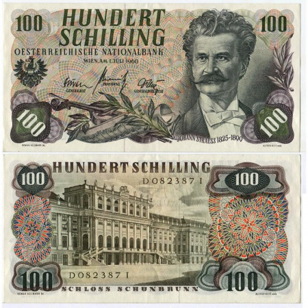 1960 * Billete Austria 100 Schilling "Johann Strauss" (p138a) EBC+