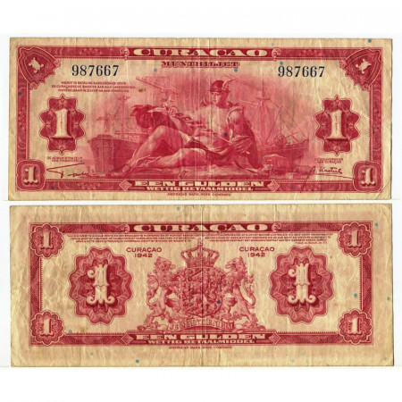 1942 * Billete Curacao 1 Gulden "Mercury" (p35a) MBC