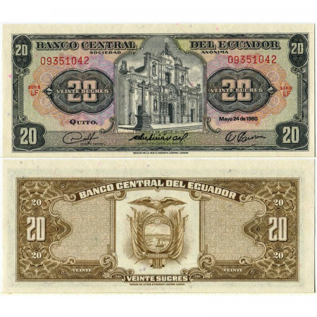 1980 * Billete Ecuador 20 Sucres "Compania de Jesùs" (p115b) SC