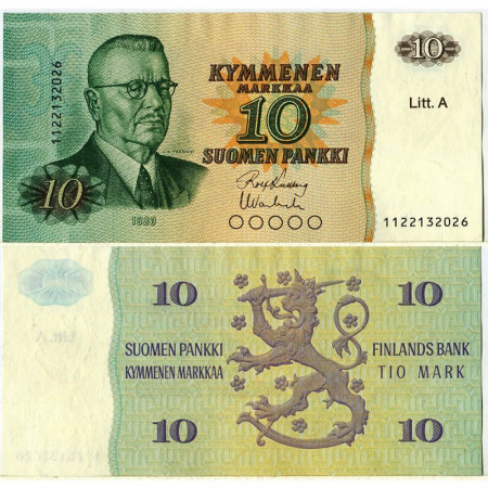 1980 * Billete Finlandia 10 Markkaa "Juho kusti Paasikivi" (p112) SC