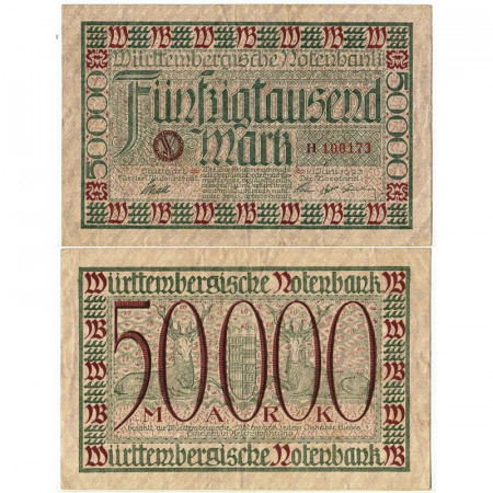 1923 * Billete Alemania Estados Alemanes 50.000 Mark "Wurttemberg" (pS984) EBC+