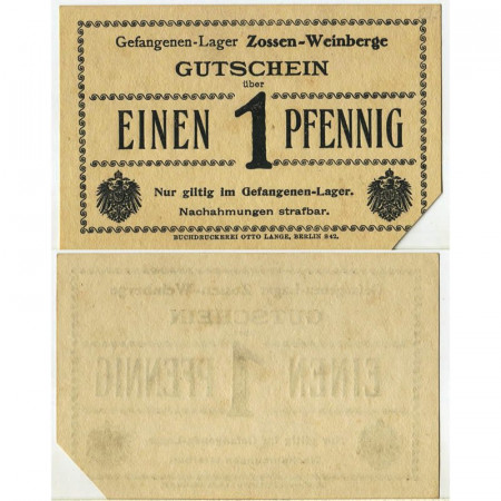 ND(1914) * Voucher Alemania 1 Pfenning "Zossen-Weinberge - Pow Lager Camp" (pC-3662) SC