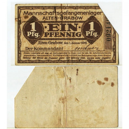 1916 * Voucher Alemania 1 Pfennig "Alten-Grabow - Pow Lager Camp" (pC-2654) MBC
