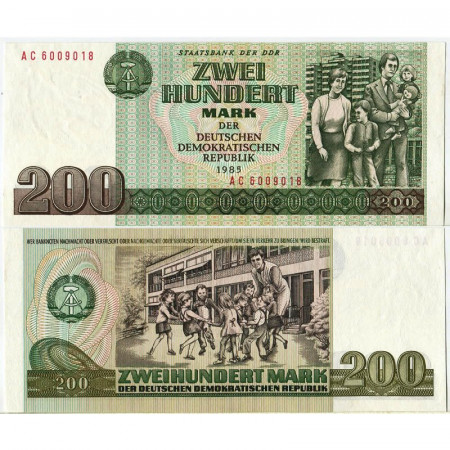 1985 * Billete Alemania RDA República Democrática 200 Mark "Family - Kindergarten" (p32) SC