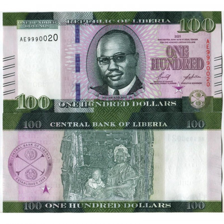 2021 * Billete Liberia 100 Dollars "President William R Tolbert Jr." (pW41) SC