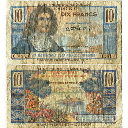 ND (1950-60) * Billete San Pedro y Miquelón 10 Francs "Jean-Baptiste Colbert" (p23) BC