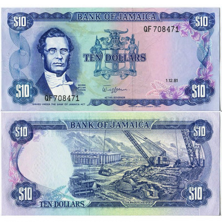 1981 * Billete Jamaica 10 Dollars "George William Gordon" (p67b) SC