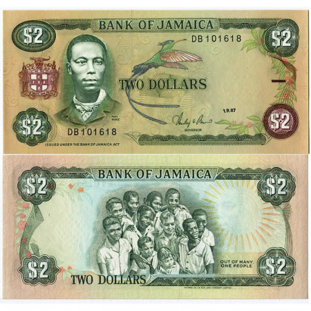 1987 * Billete Jamaica 2 Dollars "Paul Bogle" (p69b) SC