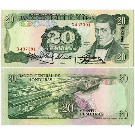 1987 * Billete Honduras 20 Lempiras "Puerto Cortés" (p65a) SC