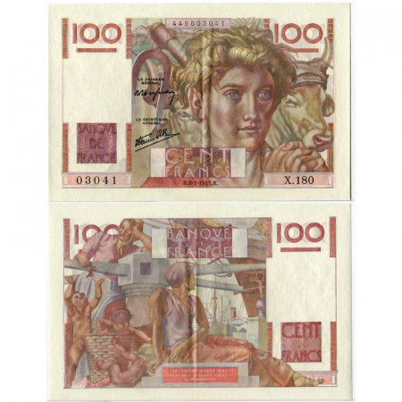 1947 * Billete Francia 100 Francs "Young Farmer" (p128a) EBC+