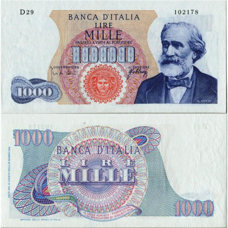 1965 (10/08) * Billete Italia República 1000 Lire "G Verdi - Tipo 1" BI.714 (p96d) SC