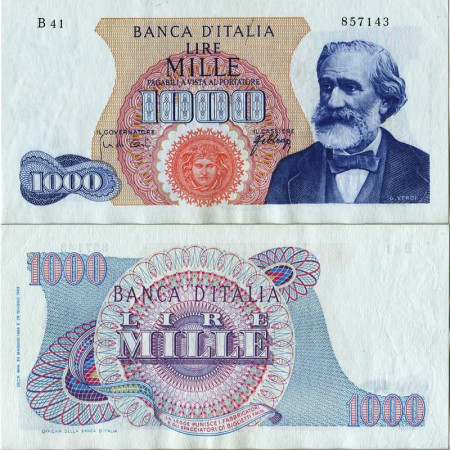 1966 (20/05) * Billete Italia República 1000 Lire "G Verdi - Tipo 1" BI.714 (p96d) EBC+