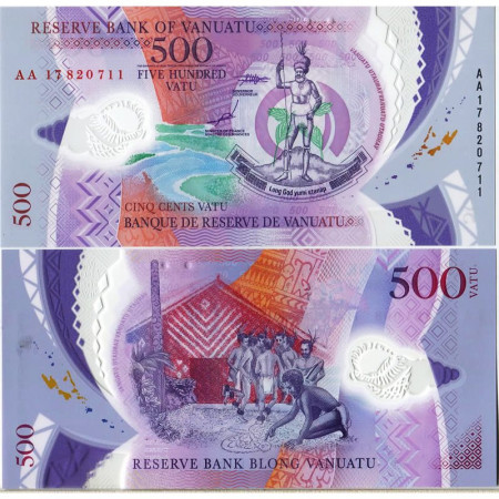 2017 * Billete Polímero Vanuatu 500 Vatu "Melanesian Chief" (p18) SC