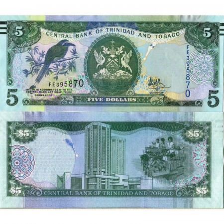 2006 * Billete Trinidad y Tobago 5 Dollars "Blue-Crowned Motmot" (p47c) cSC