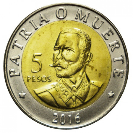 2016 * 5 Pesos Bimetálico Cuba "Antonio Maceo" UNC 