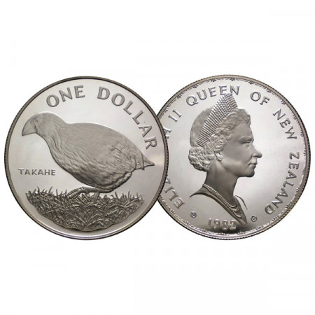 1982 * 1 Dollar Plata Nueva Zelanda "Takahe Bird" (KM 51a) PROOF