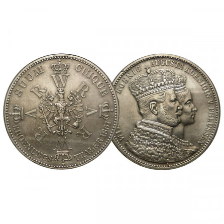 1861 A * 1 Thaler Plata Estados Alemanes "Prusia - Guglielmo I" (KM 488) EBC