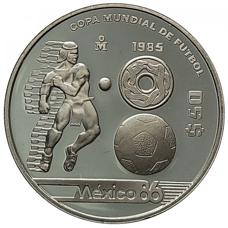 1985 * 50 Pesos Plata Mexico "Copa Mundial de Futbol" (KM 504) PROOF